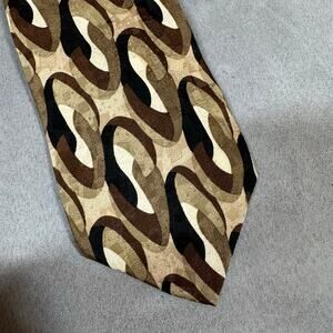 Hunting Horn J. Riggings Tie Brown Abstract Geometric Tie Vintage 80s 90s